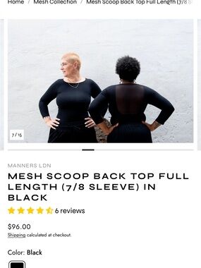 Manners London Mesh Scoop Back Top in Black